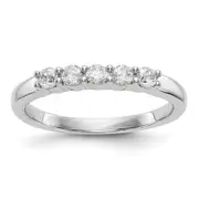 0.30ct. CZ Solid Real 14K White Gold 5-Stone Wedding Band Ring