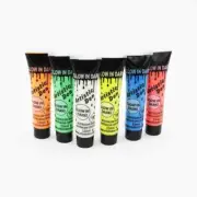 6 x 15ml Uv Glow In The Dark Face & Body Paint With Free Blacklight