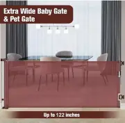 122 Inch Extra Wide Retractable Baby Gate for Large Openings Indoor Outdoor