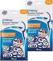 OrVance Braces Flosser - Designed for Braces for an Easy & Effective Clean, Ultra Strong Floss - 40 Count (Pack of 2)