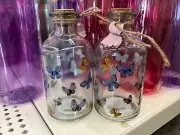 Butterfly Glass Corked Jars Set of Two Mother's Day NEW!