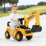 CostwayKids Ride on Excavator Bulldozer Digger Toy with Adjustable Shovel-Yellow