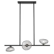 Zecca 3Lt Pendant Light Horizontal in Black and Smoked Glass