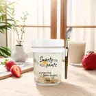 Glass Meal Prep Container with Lid and Spoon Portable Cereal and Milk Container
