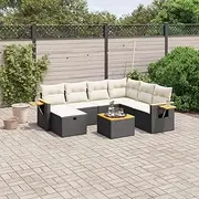 8 Piece Garden Rattan Sofa Set with Cushions, Table & Chairs - Outdoor Patio Conversation Furniture for Deck, Lawn, Balcony and Seating