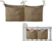 Crib Storage Caddy,Nursery Bedside Bag Portable Diaper Crib Organizer | Organizing Bag with 2 Pockets Multiple-Use Cotton Baby Bedding for Changing Table