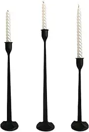 Iron Taper Candle Holder - Decorative Candle Stand - Candlestick Holder for Wedding, Dinning, Party, Set 3 (Black)