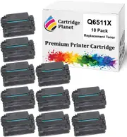 10 Pack Compatible Toner Cartridge Replacement for HP Q6511X 11X (12,000 Pages) for HP Laserjet 2410 2420 2420d 2420dn 2420n 2430 2430dtn 2430n 2430t 2430tn