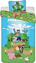 Minecraft Outdoor Mobs 100% Cotton Duvet Cover 140 x 200 cm + Pillowcase 65 x 65 cm