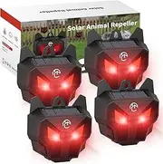 Solar Nocturnal Animal Repeller with Red LED Flashing Lights – Effective Coyote, Raccoon, Skunk, Deer & Hawk Deterrent – Waterproof Predator Lights for Yards, Gardens & Chicken Coops