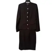 Shelby Rose New York Womens Black Blazer & Skirt Suit Set Size 10 Button Closure