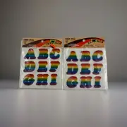 VTG Rainbow Iron On Heat-Transfer Pre-Cut Initials Letters lot of 2 70s 80s NEW
