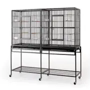 Double Flight Bird Cage with Divider for Canary Parakeet Cockatiel Lovebird Finch Flight Cage
