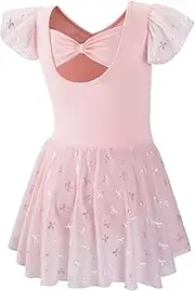 [DIPUG] Ballet Leotards for Girls with Skirt Shiny Toddler Dance Leotard
