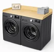 Solid Bamboo Washer Dryer Countertop, Laundry Wood Shelf Topper with Non-Slip Pads, Edge Rails and High Back Rail for Laundry Room Storage & Organization, Washer Dryer Counter Storage, 25"W x 54" L