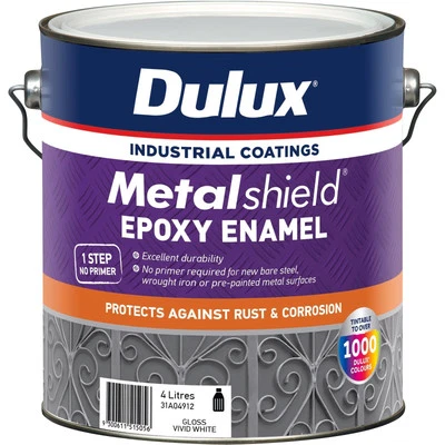 dulux 4l metalshield epoxy enamel gloss paint vivid white 4l