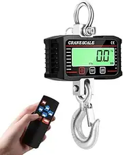 Digital Display 2000kg Crance Scale Portable Electronic Heavy Duty Weight Hook Crane Industrial Grade Weighing Meter with 3-Unit Conversion Function Black