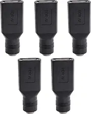 tunghey 5Pack USB 2.0 A Female to DC 5.5x2.1mm DC Connector Charge Barrel Jack Power Adapter USB 5V Connector, (Max 2.5 Ampere Power Adapter) for DC or USB Charging Device