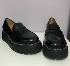 J/SLIDES Leather Tyler Platform Penny Loafers Chunky Lug Sole Pull-On Shoes **8