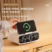 15W Phone Wireless Charger with Bluetooth Speaker Alarm Clock LED Night Light
