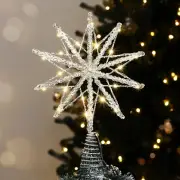 Christmas Tree Topper, Lighted Star Tree Topper with USB Remote Control, 10" Cle