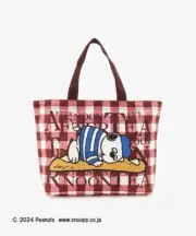 Peanuts OLAF Shopping TOTE Bag Afternoon Tea Red Zip Japan 2024 New