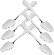 MOKKHNB 6Pcs Stainless Steel Dessert Grapefruit Spoons Silver Kitchen Utensils with Tooth Design for Easy Scooping Serving Mirror Finish Easy to Clean