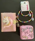 Kid’s Unicorn Themed 3 Pc Lot Journal Make Up Kit Bracelet Claire’s New