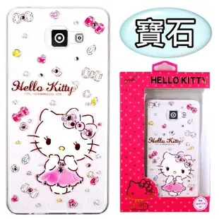 【Hello Kitty】Samsung Galaxy A7(2016) 彩鑽透明保護軟套