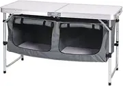 Folding Camping Table Picnic Outdoor Foldable Tables 2 Height Adjustments Aluminium Portable Outdoor Picnic Table with Carry Handle