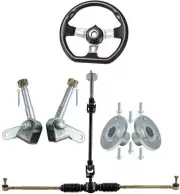 Go kart Steering Gear Rack Tie Rod Kit 3 Stud 5" Wheel Hub Spindle ATV Quad