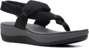 Clarks Women's Arla Nicole Flat Sandal, Black, sz 5.5M