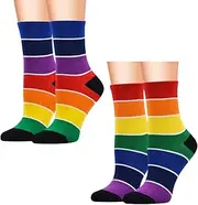 [ZOWEXIQ] 2 Pairs of Funny Colourful Women's Socks, Colourful Socks, Funny Socks, Colourful Patterned Cotton Socks, Funny Motif, Crazy Multicoloured Cotton Socks