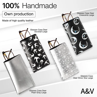 Leather Glasses Cases Natural Deer leather Packed in Present Box Size: Large
