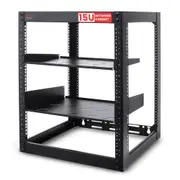 Server Rack Network Cabinet - Open Frame Rack, Wall Mountable Heavy Duty Designs for Servers & AV Gear - Compatible with 19" Equipment Standard (Black)