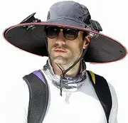 [ERGRFHNL] Wide Brim Solar Fan Outdoor Fishing Hat-Solar & USB Charging, Fishing Hat with Fan, Solar Fan Hat Upf50+