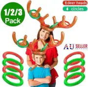 1/2/3SET Inflatable Toss Game Christmas Hat Toy Reindeer Antler Xmas Ring PartGY