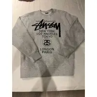 在飛比找蝦皮購物優惠-stussy 世界巡迴大學T 雪花灰M