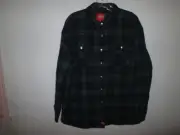 DICKIES Juniors Plaid Flannel Snap-Front Jacket Shacket Green Black Size M *NWT