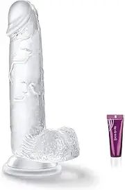 Realistic Transparent Dildo-7.9 inch Dildo, Adult Sex Toy with Suction Cup, Suitable for Female/Male/Couple, Flexible Dildo with Curved Shaft and Ball, can be Used for Vagina G-spot and Play