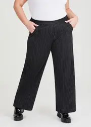 [Virtuelle] Taking Shape Pinstripe Straight Leg Pant Size 16 in Black - Plus Size Women's Clothing Black