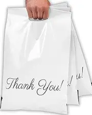 Poly Mailers 12x15.5 with Handle, 50 Pack Packaging Bags, Thank You Mailing Envelopes, Shipping Bags for Clothing, 2.75 Mil Thickness Mailers, Shipping Envelopes with Self Adhesive Strip, Donyson