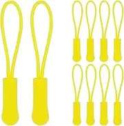 SWZHAI 10 Pcs Zipper Pulls, Yellow Zipper Extender Cord Zipper Tabs, Heavy Duty Zipper Tags Cord Zipper Pull Replacement for Jacket, Luggage, Backpacks, Coats, Purses(Yellow)