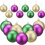 24 Pcs Mardi Gras Hanging Ball 2.36 Inch Purple Gold Green Ball Ornament for Tre