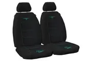 R.M.Williams RMW Longhorns Jacquard Black Aqua Front Car Seat Covers Universal Fit