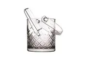 Pasabahce Timeless 1L 13cm Glass Ice Bucket Holder Storage Barware w Tongs Clear