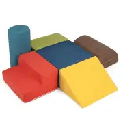 Costway6-Piece Baby Climbing Blocks Kids Indoor Soft Play Structure-Multicolour