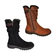 Bellissimo Noon Ladies Boots Mid Length Boot Double Zip Fluffy Lined Flat Soles
