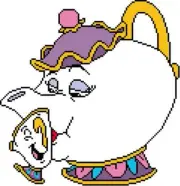 CROSS STITCH+ CRAFT PATTERN Beauty Beast Mrs Potts Chip Teapot Cup Tea Lansbury