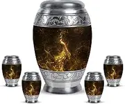 Peacock with Golden Sparkles Urn for Ashes Adult Male - Mini Urns for Human Ashes - Decorative Funeral for Women & Men - Small Urns for Human Ashes Keepsake (Combo of 5, 10" & 3")